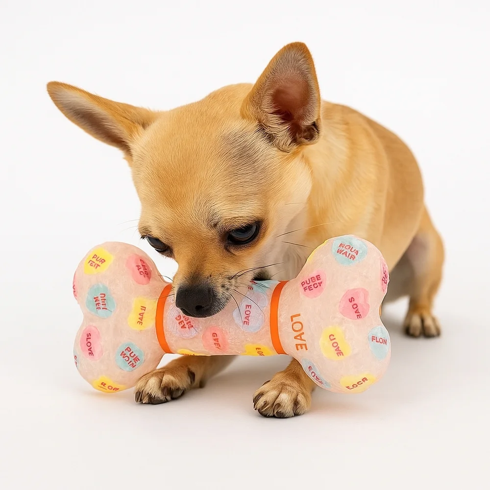 European Home Designs Squeaky Bone Dog Toy Rose Scented